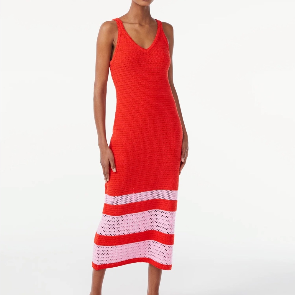 Scoop Women's Crochet Shift Dress red pink NWT large 12-14